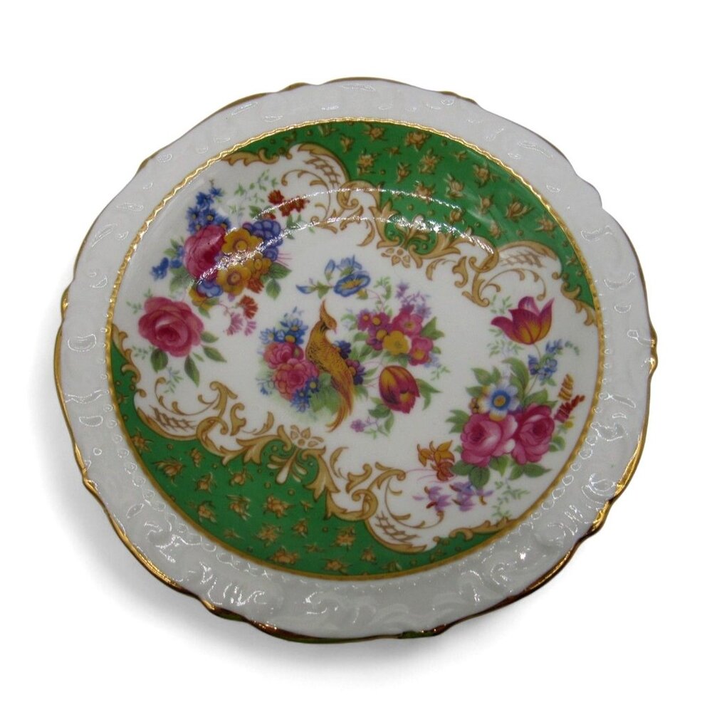 PARAGON ROCKINGHAM Trinket Dish Gilding Bird and Floral Motif 4.7"